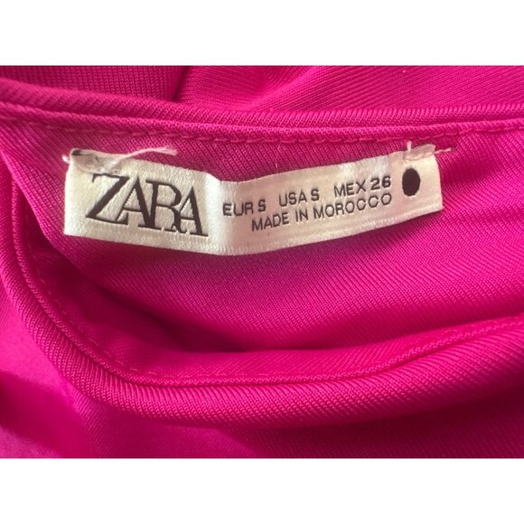 2/$30 ZARA Hot Pink Small Asymmetrical One Shoulder Bodysuit - Picture 4 of 12